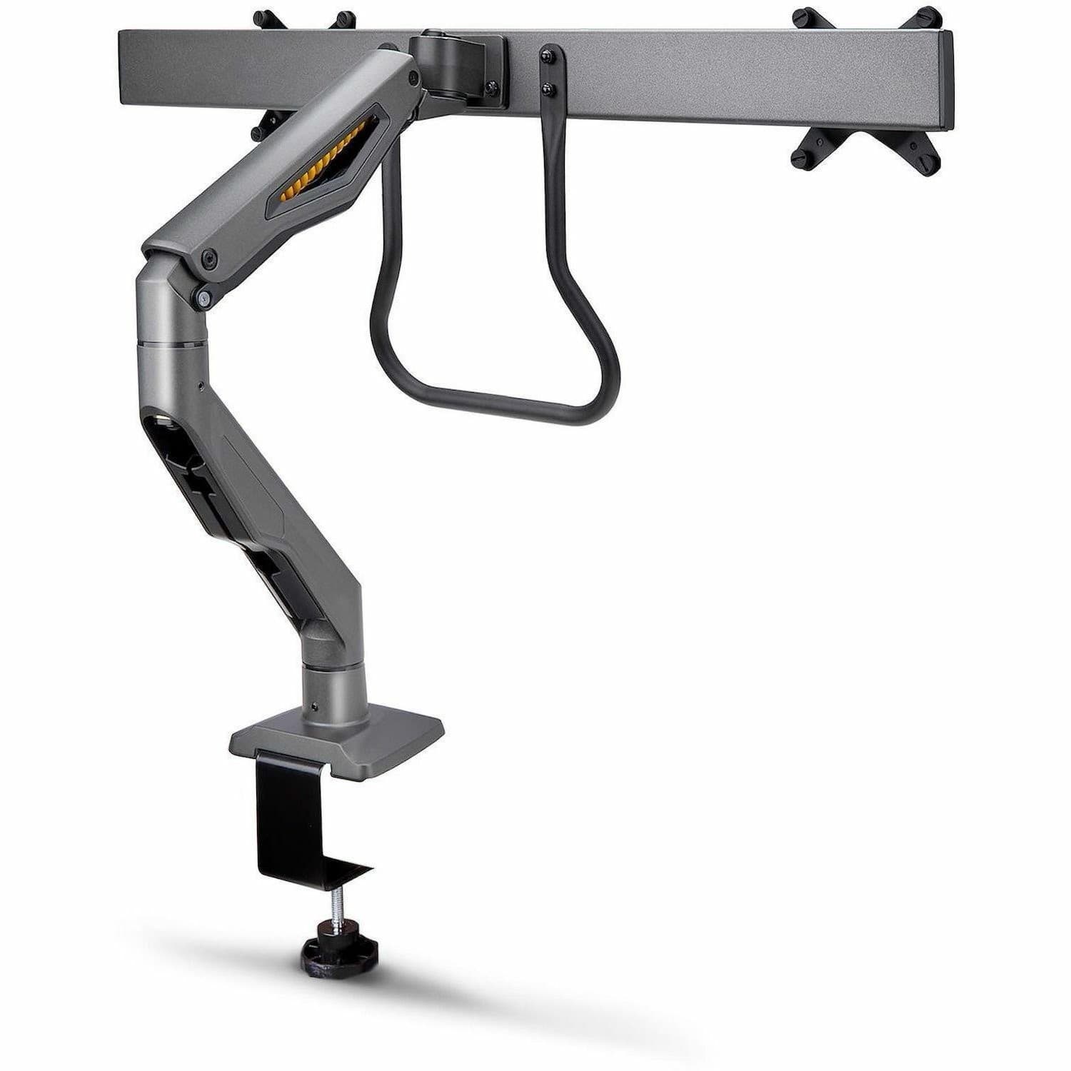 StarTech.com Desk Mount Dual Monitor Arm w/Crossbar, Up To 27" Display, VESA 75x75/100x100, Max 33lb/15kg, C-Clamp, Mechanical Spring, TAA
