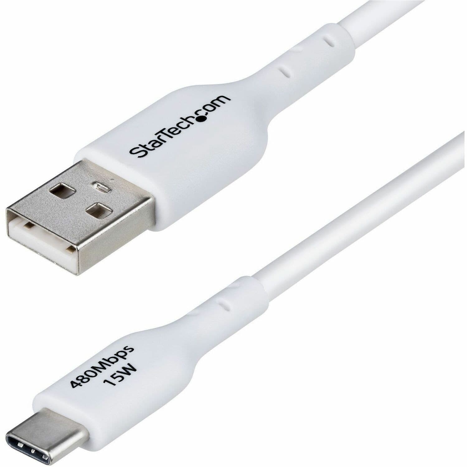 StarTech.com 2m (6.6ft) USB-A to USB-C Charging Cable, Charge & Sync, 3A, USB 2.0, TPE Jacket - White USB Charging Cord
