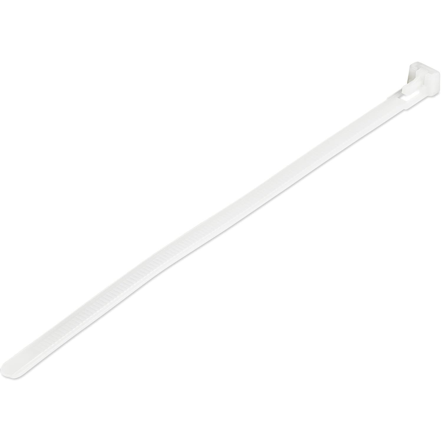 StarTech.com 100 Pack 8" Reusable Cable Ties - White Large Releasable Nylon/Plastic Zip Ties Resealable Adjustable Network Cable Wraps UL