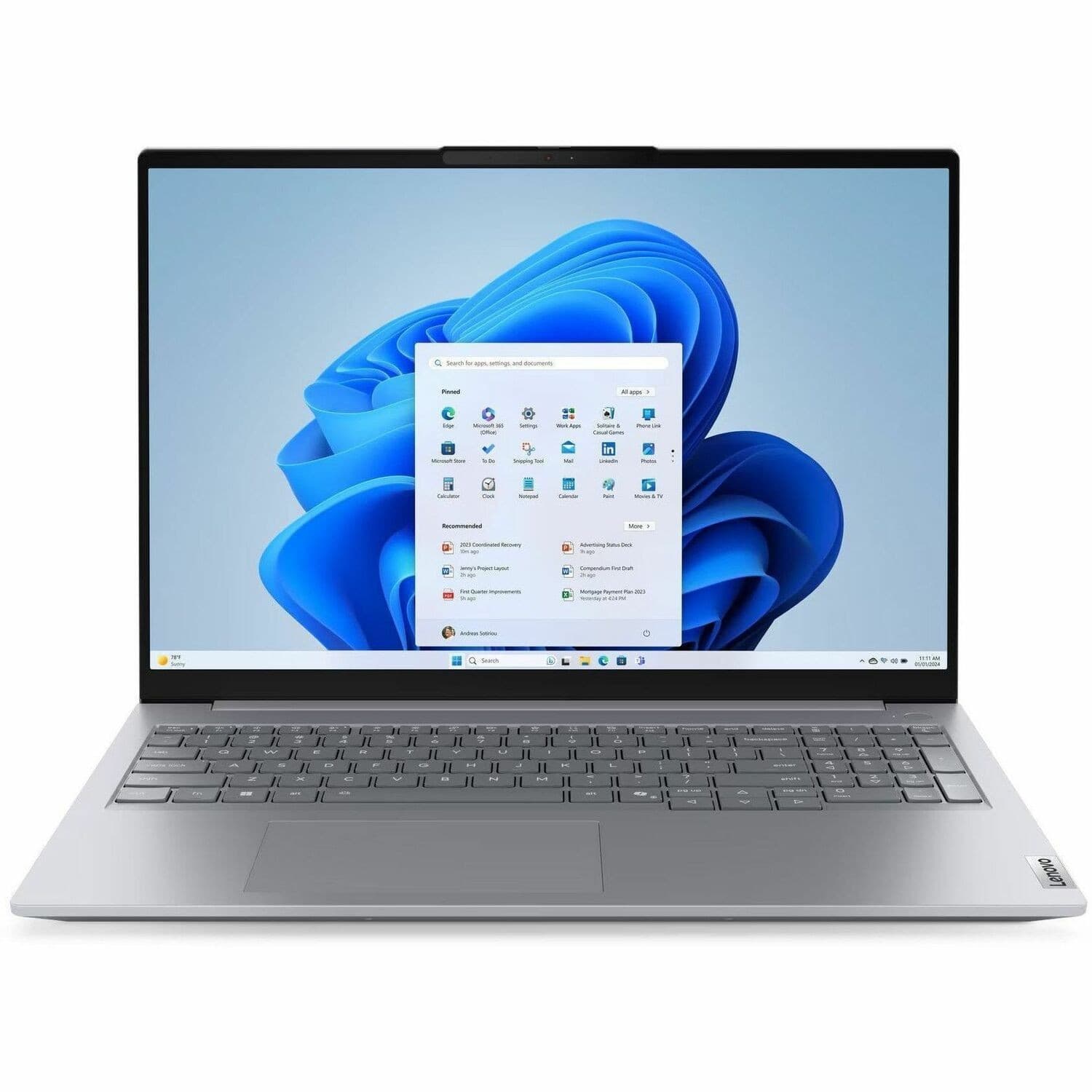 Lenovo ThinkBook 16 G8 IAL 21SK006TAU 16" Notebook - WUXGA - 60 Hz - Intel Core Ultra 7 255H - 32 GB - 512 GB SSD - English Keyboard - Arctic Gray
