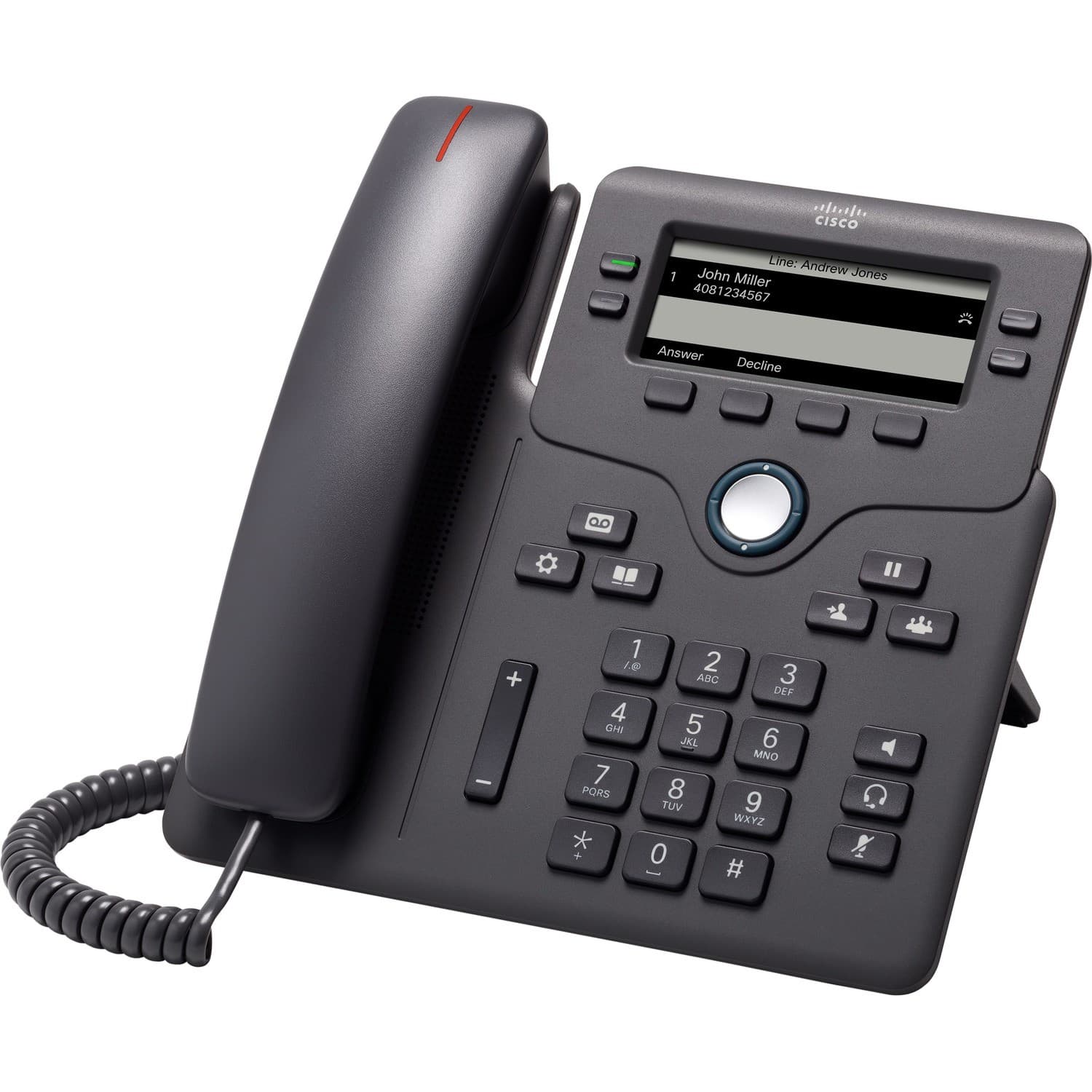 Cisco 6851 IP Phone - Corded - 3 Multiple Conferencing - Wall Mountable, Desktop - Charcoal