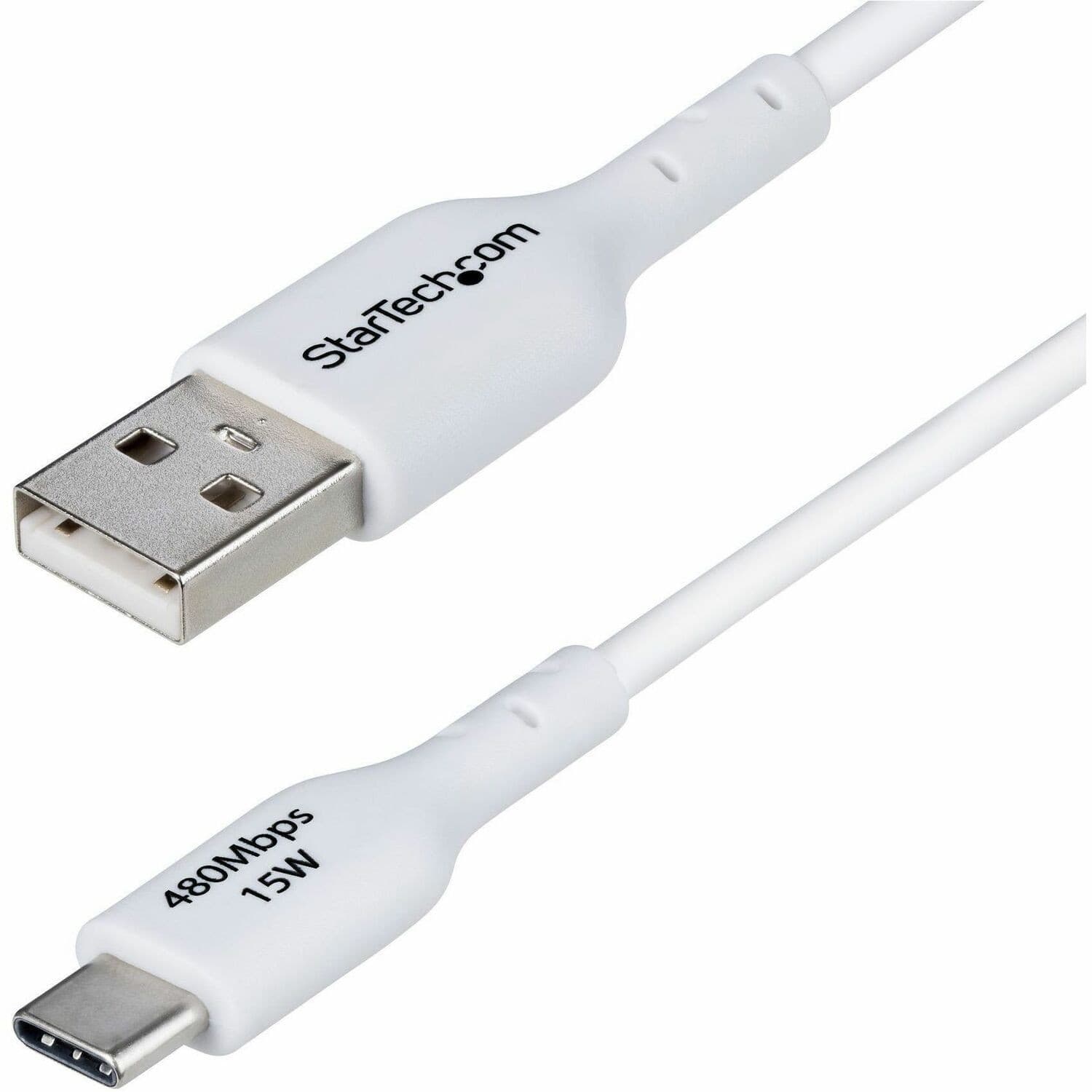 StarTech.com 1m (3ft) USB-A to USB-C Charging Cable, Charge & Sync, 3A, USB 2.0, TPE Jacket - White USB Charging Cord