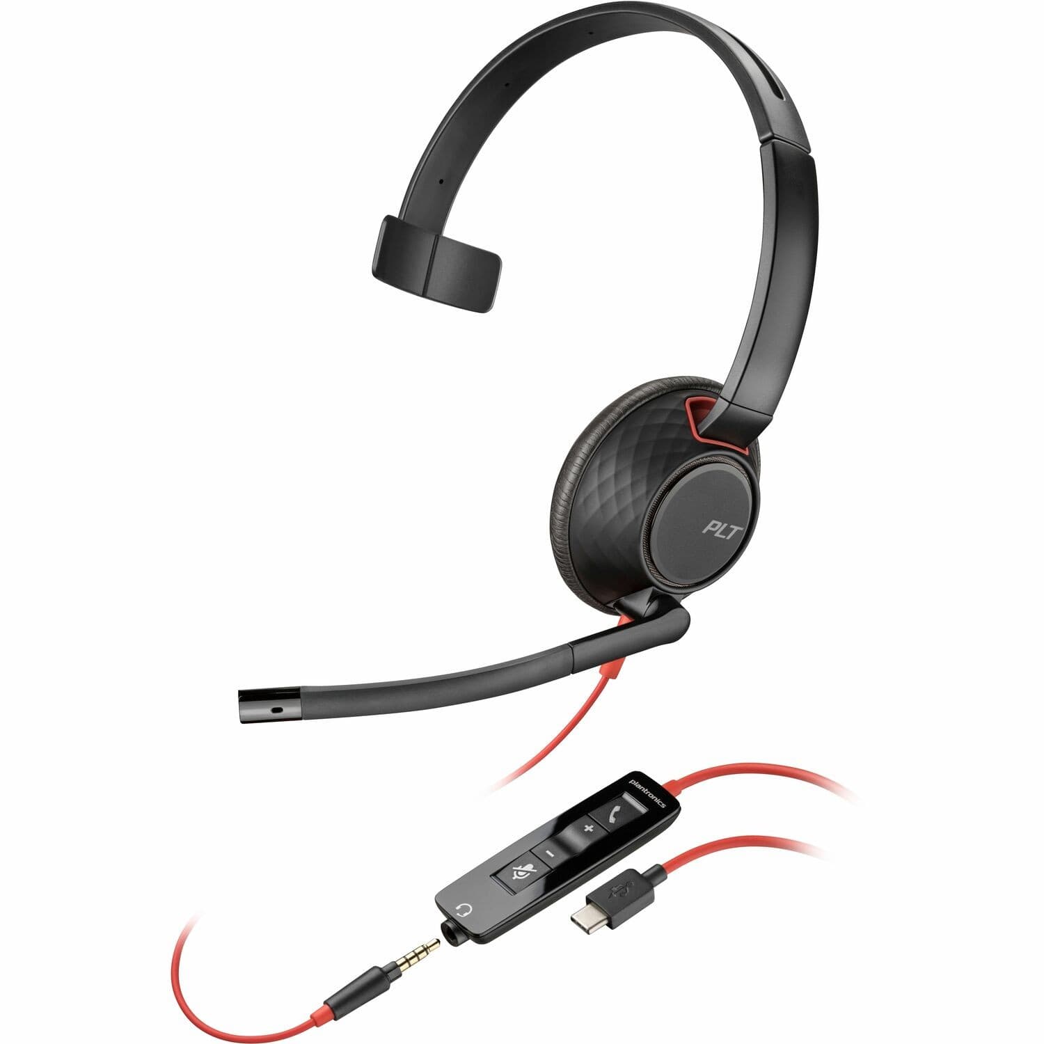 Poly Blackwire 5210 Wired On-ear, Over-the-head Mono Headset - Black