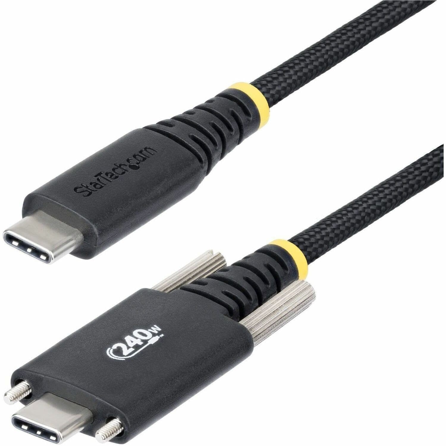 StarTech.com 10ft (3m) USB-C Charging Cable, Side Screw Locking, 240W (5A) PD EPR, Silicone Jacket w/Braid, Rugged USB 2.0 Cord, USB-IF
