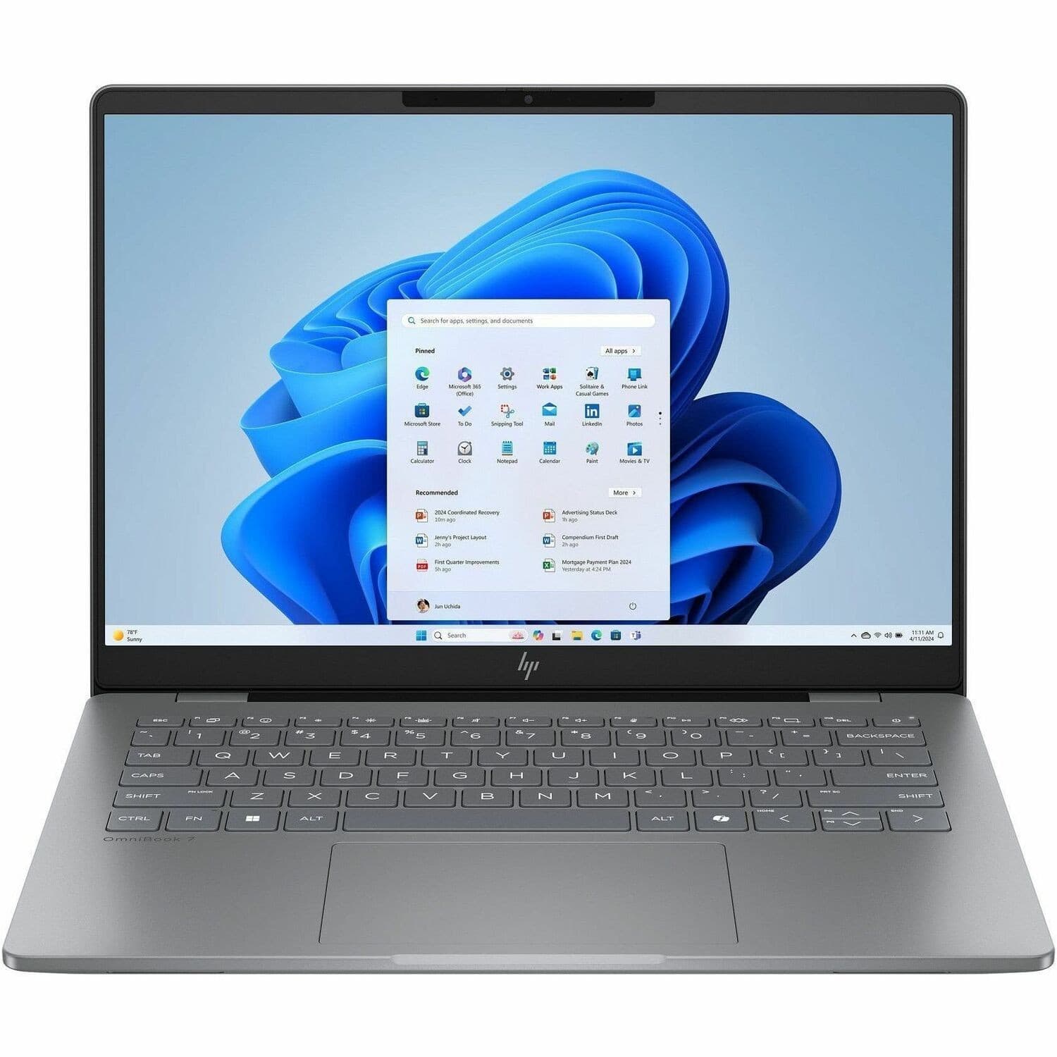 HP OmniBook 7 14-fr0000 14-fr0056TU 14" Notebook - 3K - 120 Hz - Intel Core Ultra 5 225H - 32 GB - 512 GB SSD - Meteor Silver Aluminum