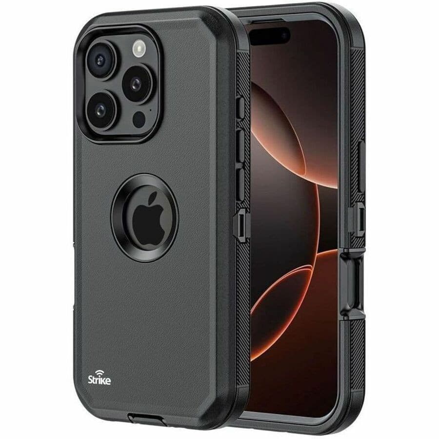 Strike Rugged Case for Apple iPhone 16 Pro Max Smartphone - Rubberised - Black - 1