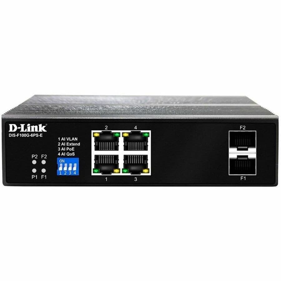 D-Link DIS-F100G DIS-F100G-6PS-E 4 Ports Ethernet Switch - Gigabit Ethernet - 10/100/1000Base-T, 1000Base-X