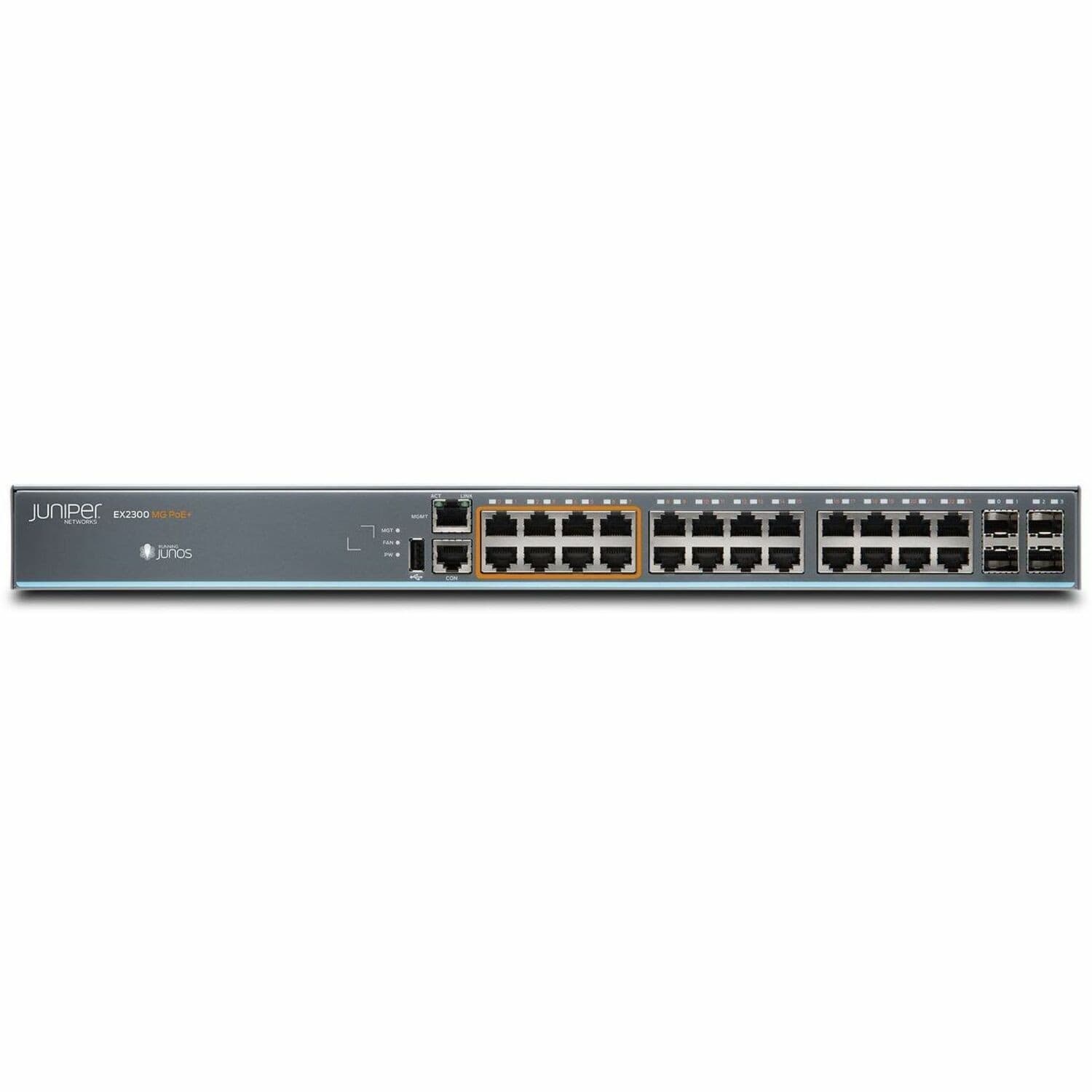 Juniper EX2300 EX2300-24MP 24 Ports Manageable Layer 3 Switch - Gigabit Ethernet, 2.5 Gigabit Ethernet, 10 Gigabit Ethernet - 10/100/1000Base-T, 2.5GBase-T, 10GBase-X