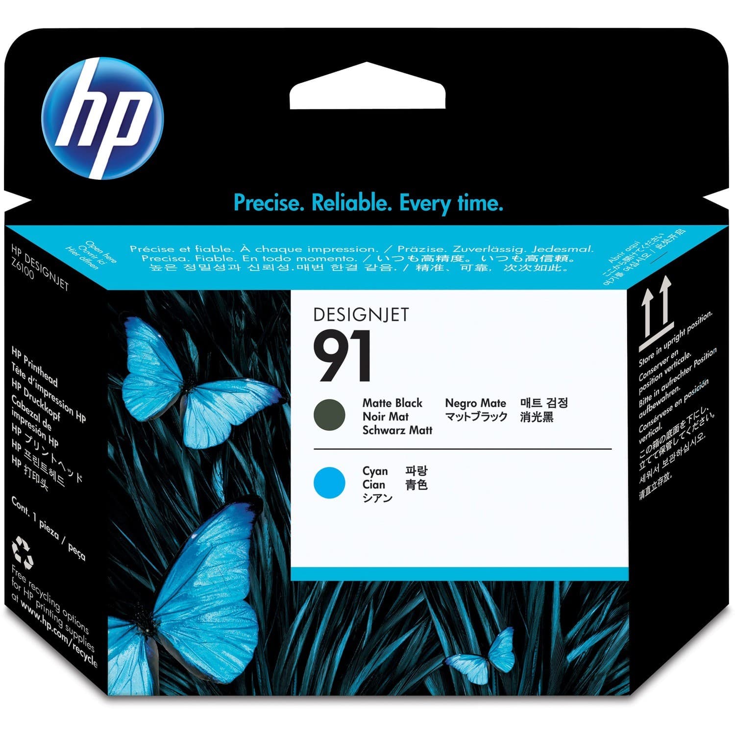 HP 91 (C9460A) Original Inkjet Printhead - Single Pack - Matte Black, Matte Cyan - 1 Each