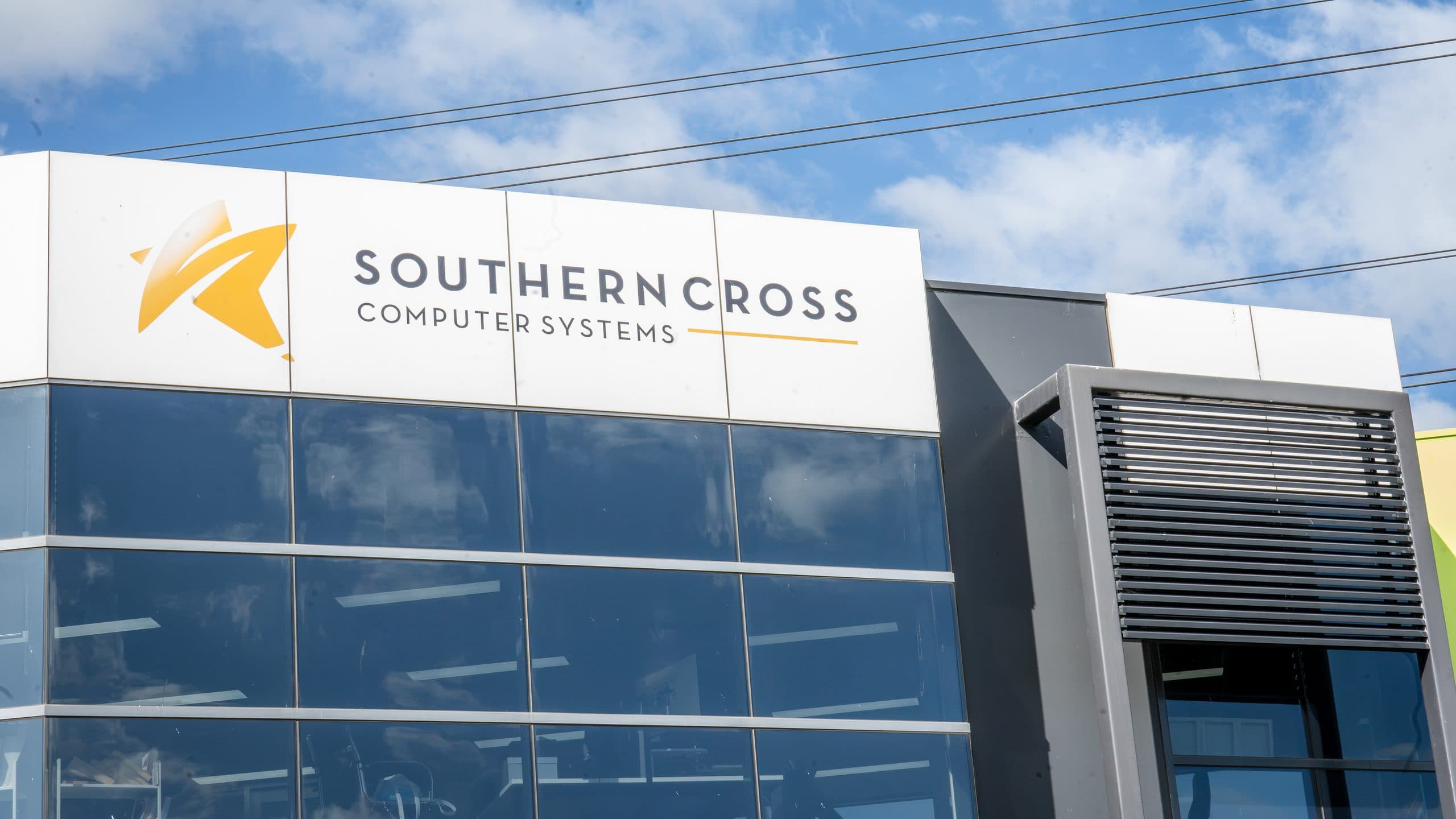 The Southern Cross Computer Systems sign above the Port Melbourne office