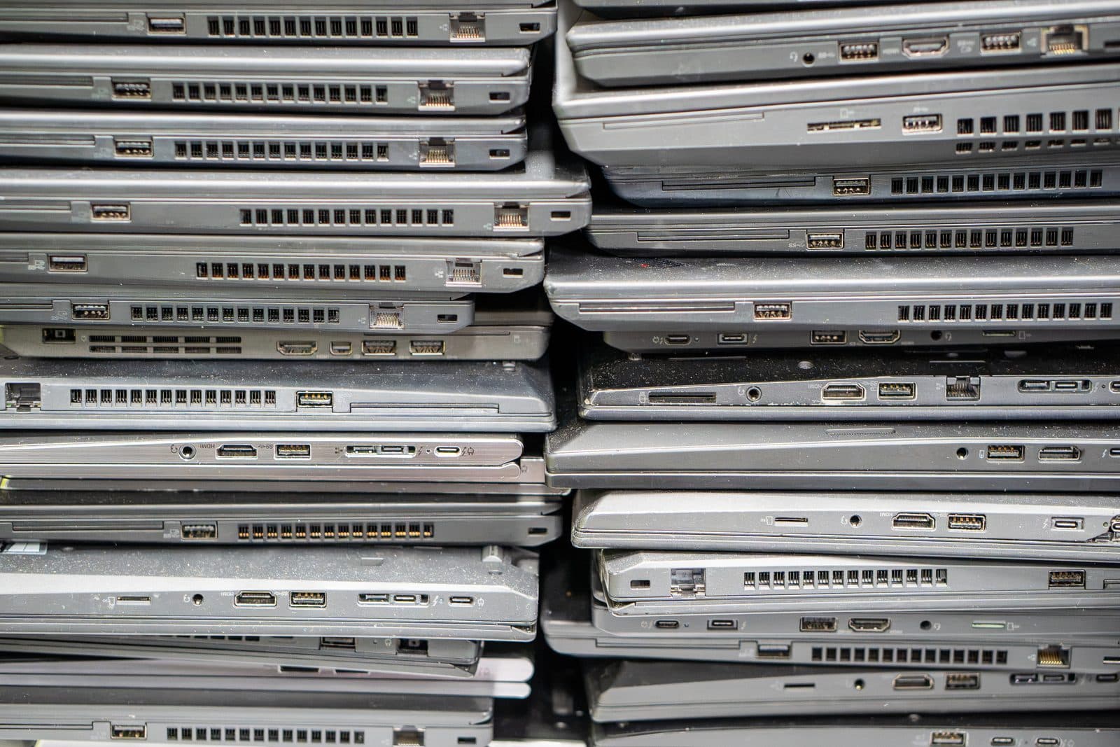 Stacks of refurbished laptops ready for their next life