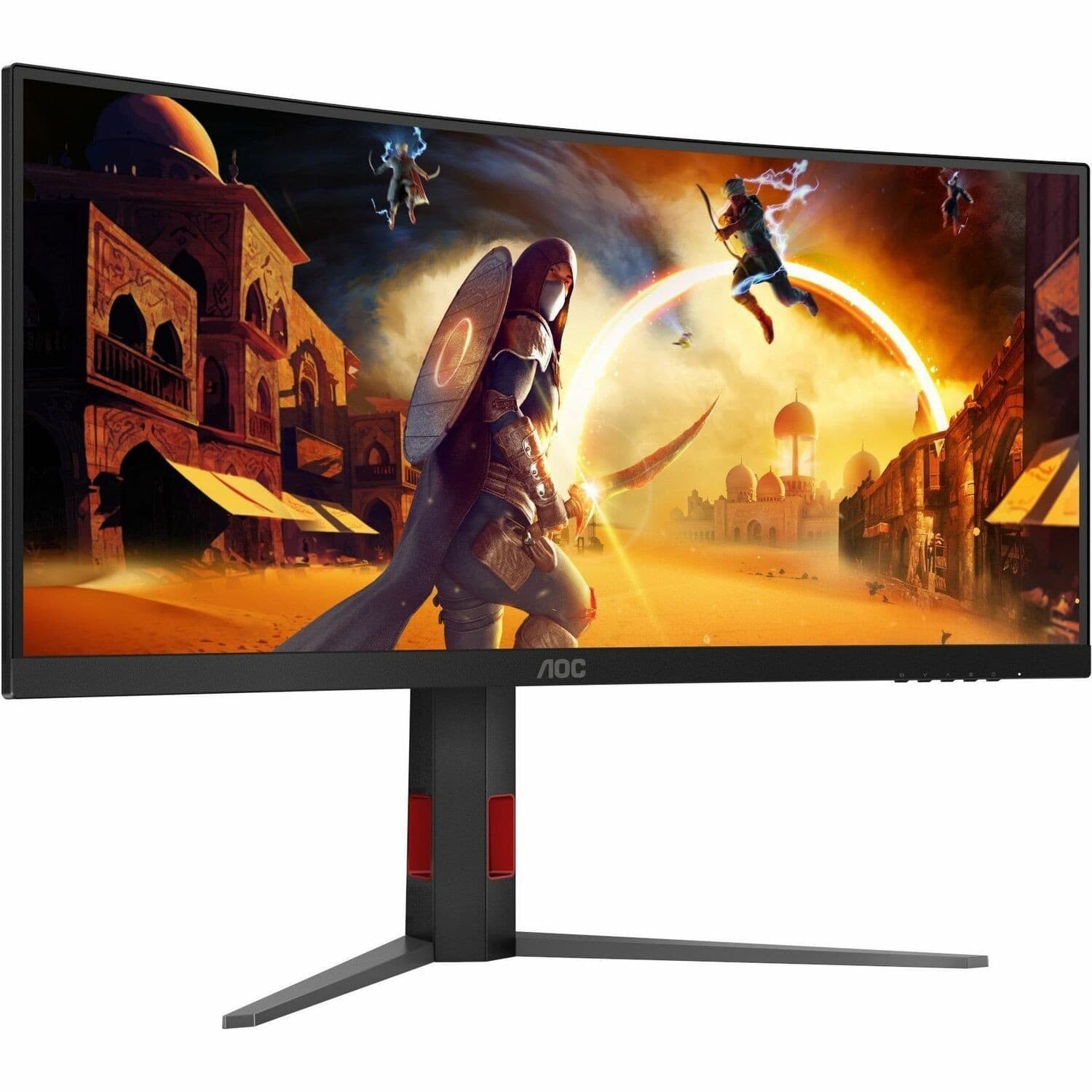 AOC CU34G4Z 34" Class UW-QHD Curved Screen Gaming LED Monitor - 21:9 - Black, Red