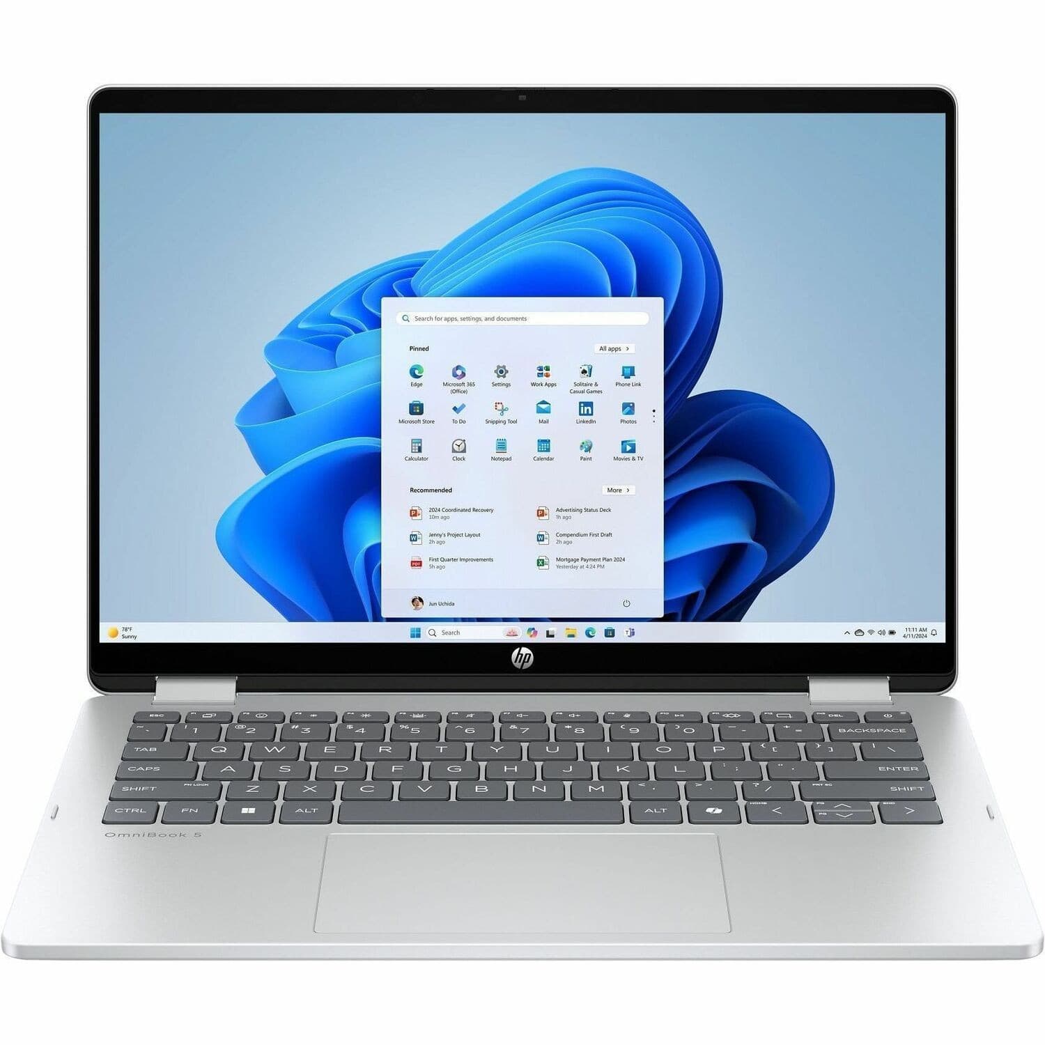 HP OmniBook 5 Flip 14-fp0000 14-fp0047TU 14" Touchscreen Convertible 2 in 1 Notebook - 2K - Intel Core 7 Series 1 150U - 16 GB - 512 GB SSD - Glacier Silver