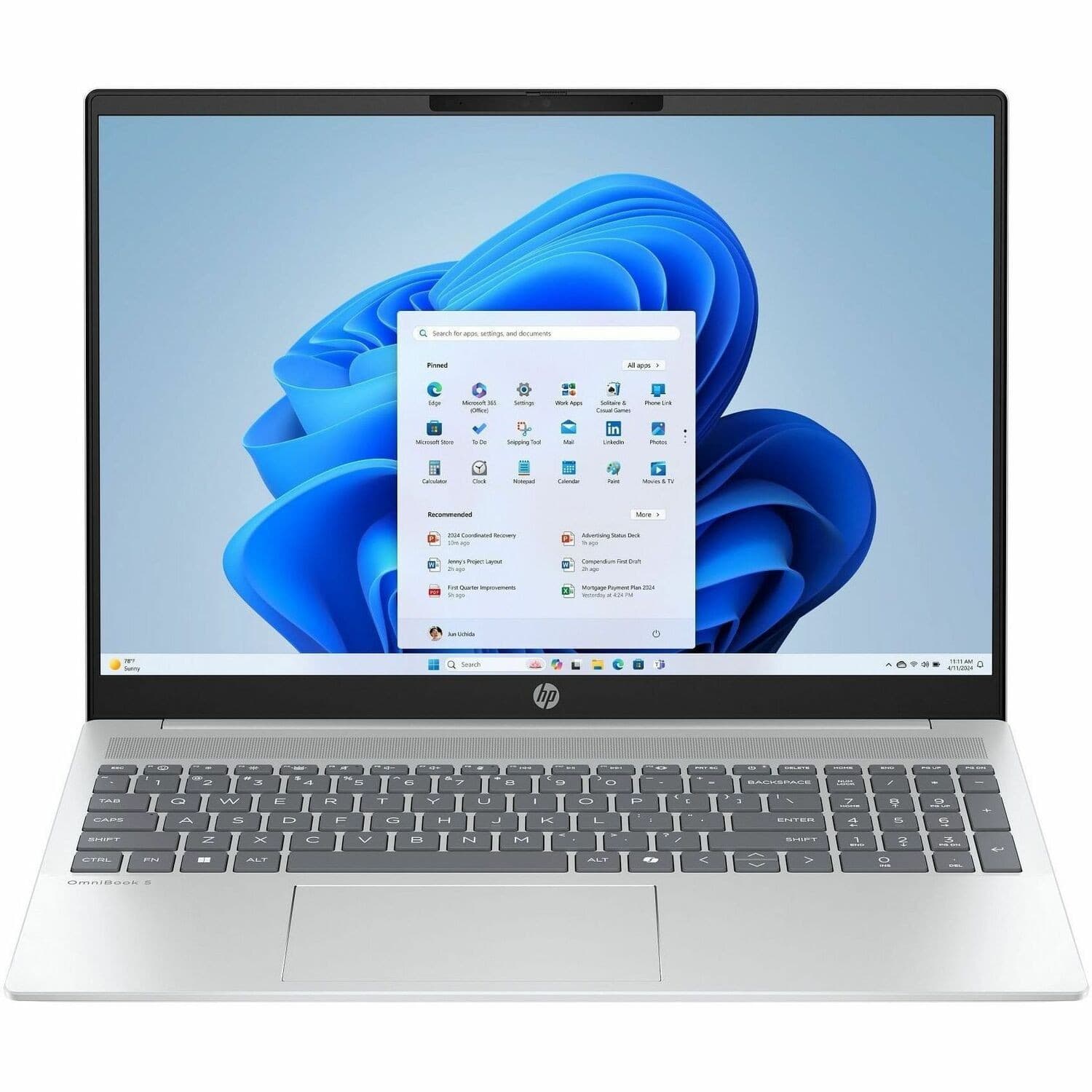 HP OmniBook 5 16-af1000 16-af1001TU 16" Notebook - 2K - Intel Core Ultra 5 Series 2 225U - 16 GB - 512 GB SSD - Glacier Silver Aluminum