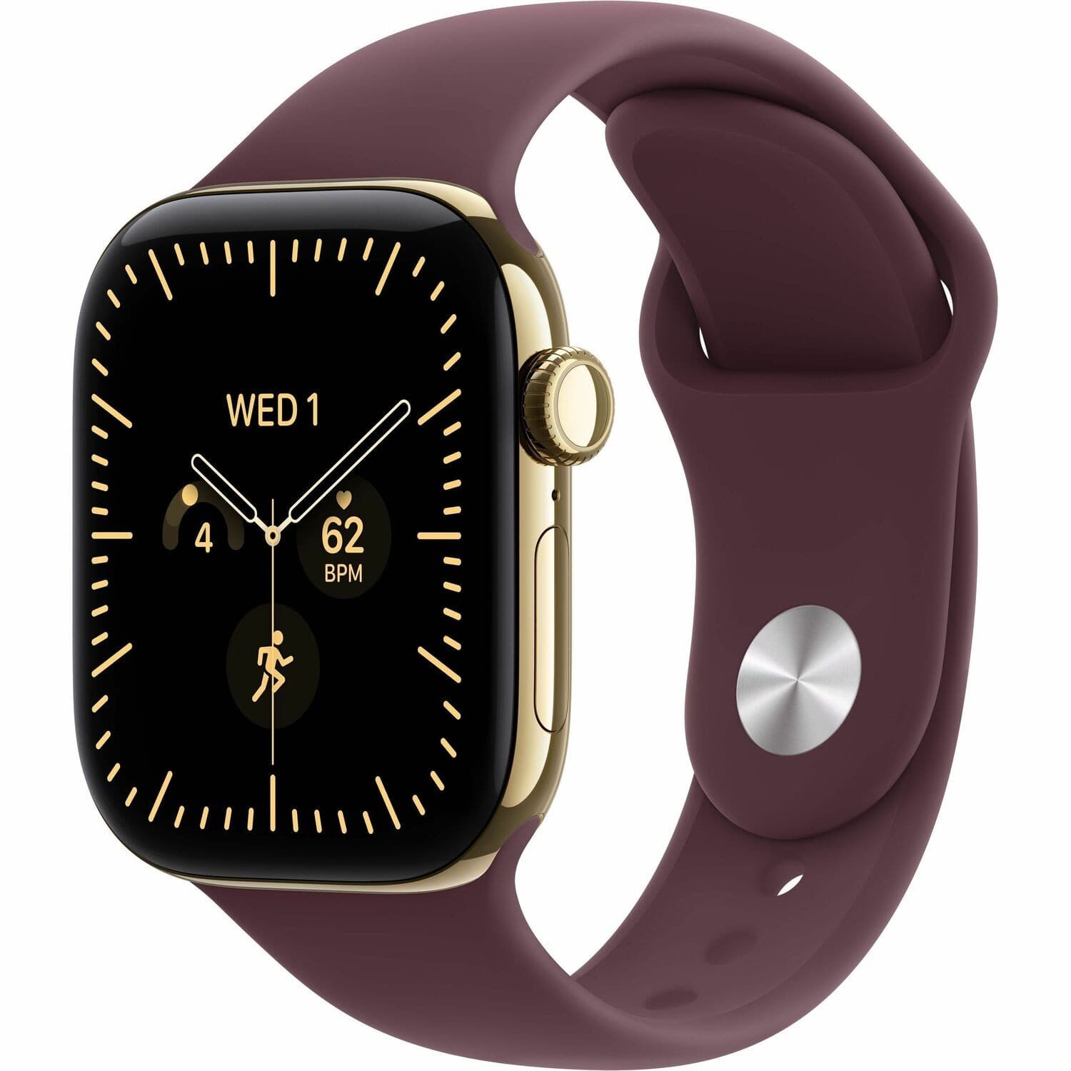 Apple Watch Series 12 Smart Watch - 46 mm Case Height - 40 mm Case Width - Radiant Gold Case Color - Burgundy Band Color - Titanium Case Material - Wireless LAN - 5G - LTE