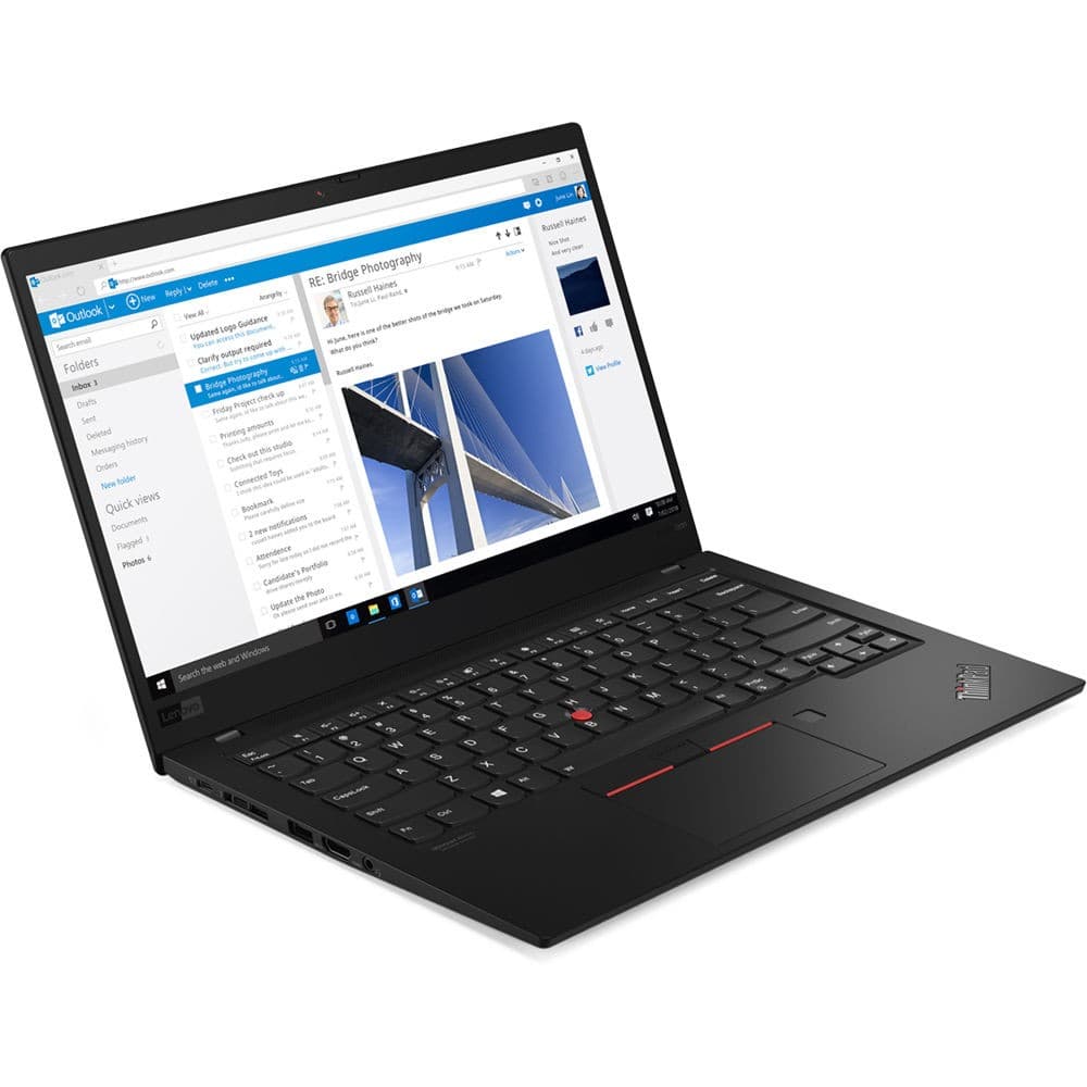 ThinkPad X1 Carbon 7th Generation, 14.0" FHD (1920x1080) IPS Anti-Glare 400nitsLow Power, 720p HD, i7-8565U Processor (1.80GHz, up to 4.60GHz with Turbo Boost, 4 Cores, 8MB Cache), 8GB LPDDR3 2133MHz Onboard, 256GB Solid State Drive, M.2 2280, PCIe-NVMe, OPAL, TLC, Fibocom L850-GL4G LTE CAT9, Backlit Keyboard, Windows 10 Pro, 3 Year On-site